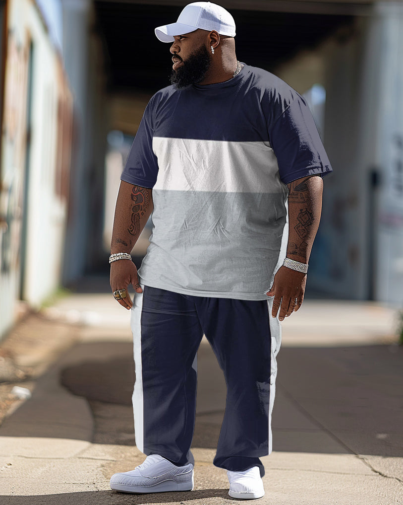 Big & Tall Colorblock Graphic Two-piece Set for big men view 1