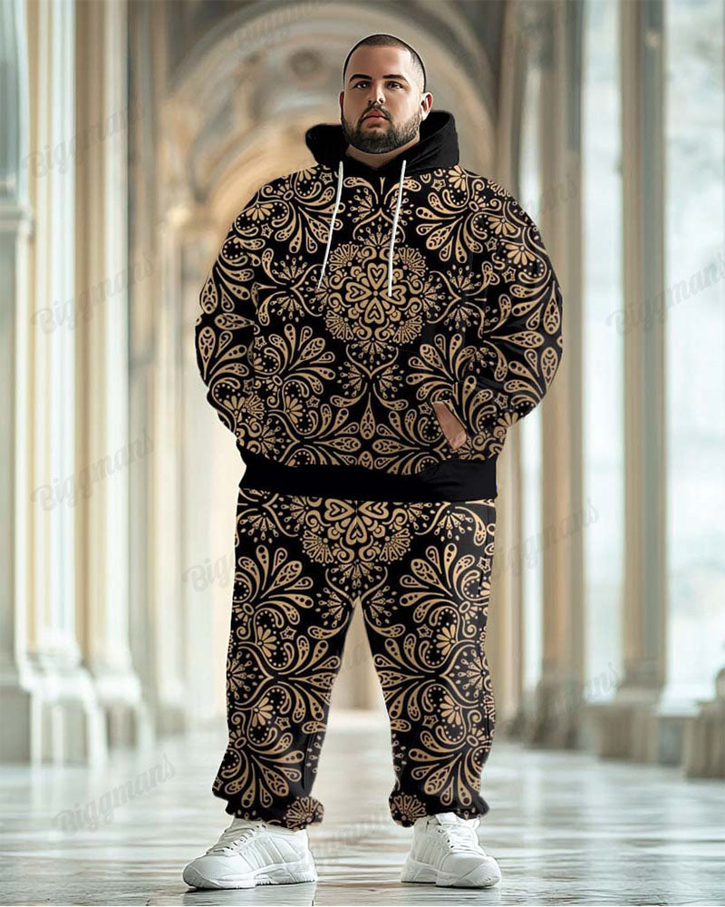 Big & Tall Khaki Streetwear Hoodie Sweatpants Set for big men view 1