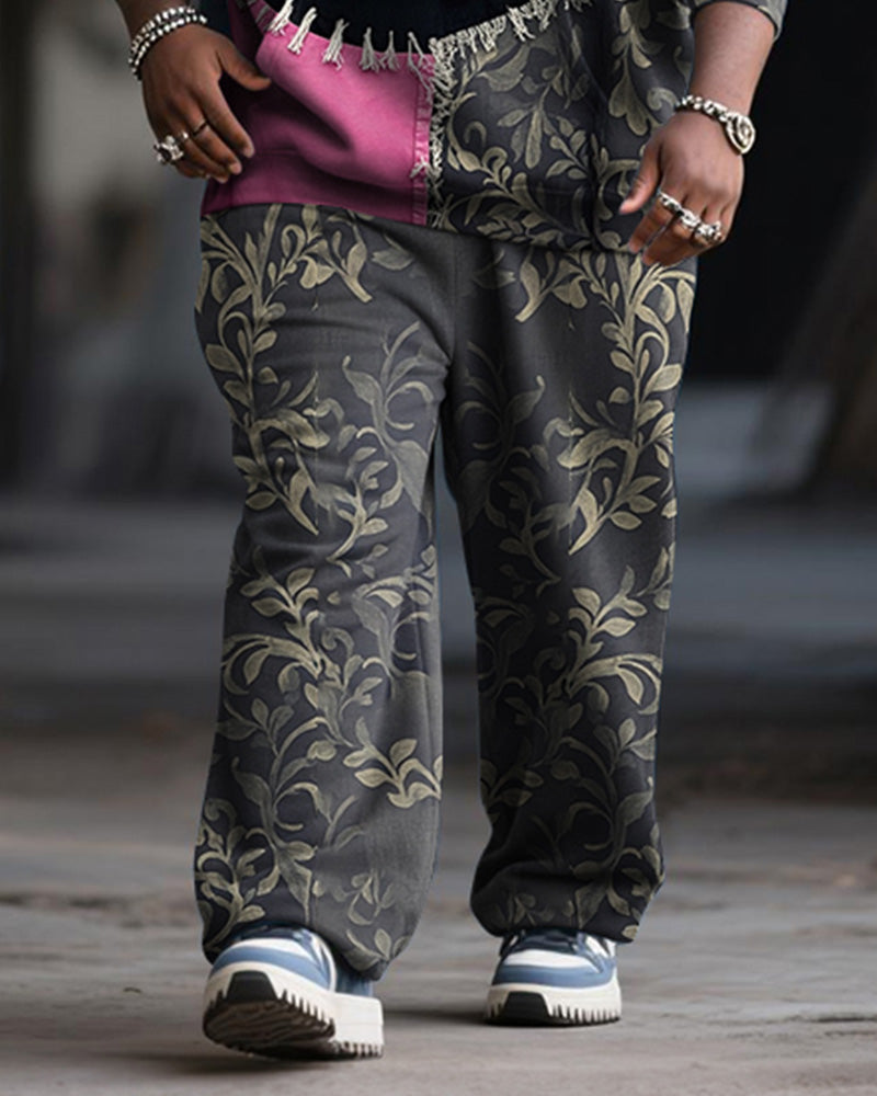Big & Tall Pink Graphic Hoodie Sweatpants Set for big men view 3