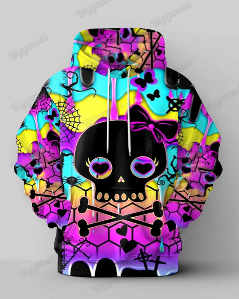 Big & Tall Skull Hoodie Sweatpants Set for big men view 2