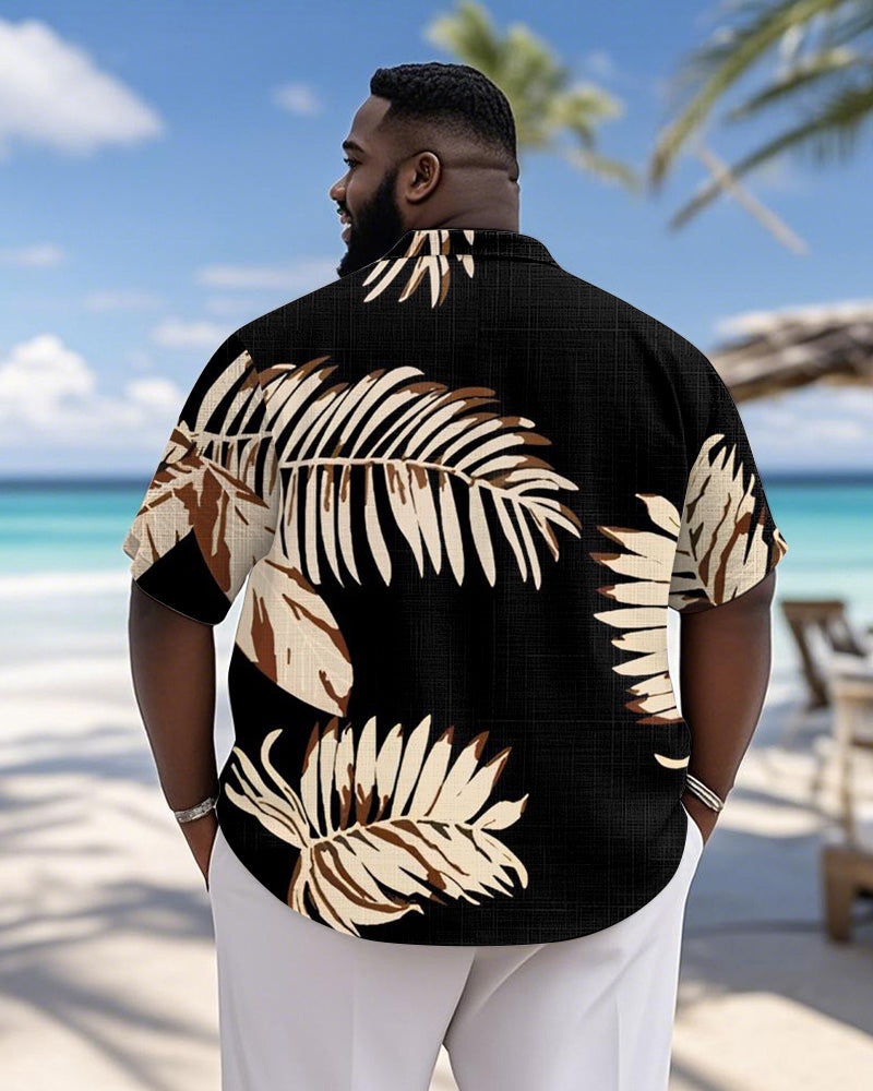 Big & Tall Black Hawaiian Graphic Short Sleeve Shirt for big men view 2