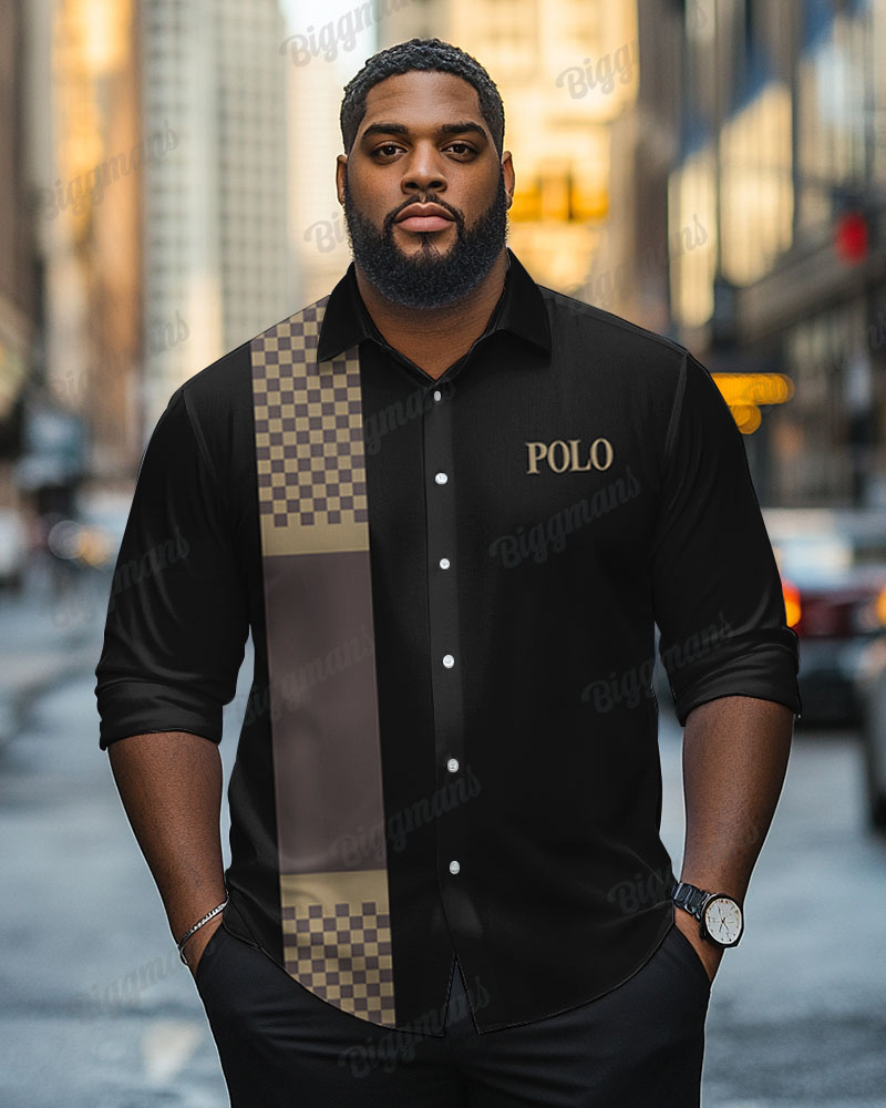 Big & Tall Plaid Graphic Long Sleeve Shirt for big men view 1