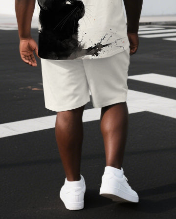 Big & Tall Graphic T-Shirt Shorts Set for big men view 3