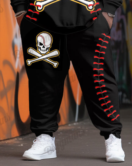 Big & Tall Skull Hoodie Sweatpants Set for big men view 3