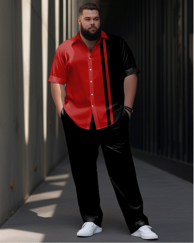 Big & Tall Striped T-Shirt Pants Set for big men view 1