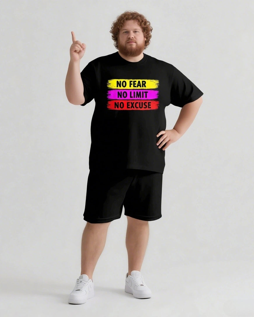 Big & Tall Graphic Streetwear T-Shirt Shorts Set for big men view 1
