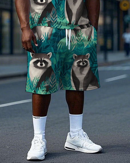 Big & Tall Streetwear T-Shirt Shorts Set for big men view 3