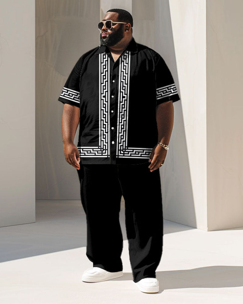 Big & Tall Geometric Graphic Shirt Pants Set for big men view 1