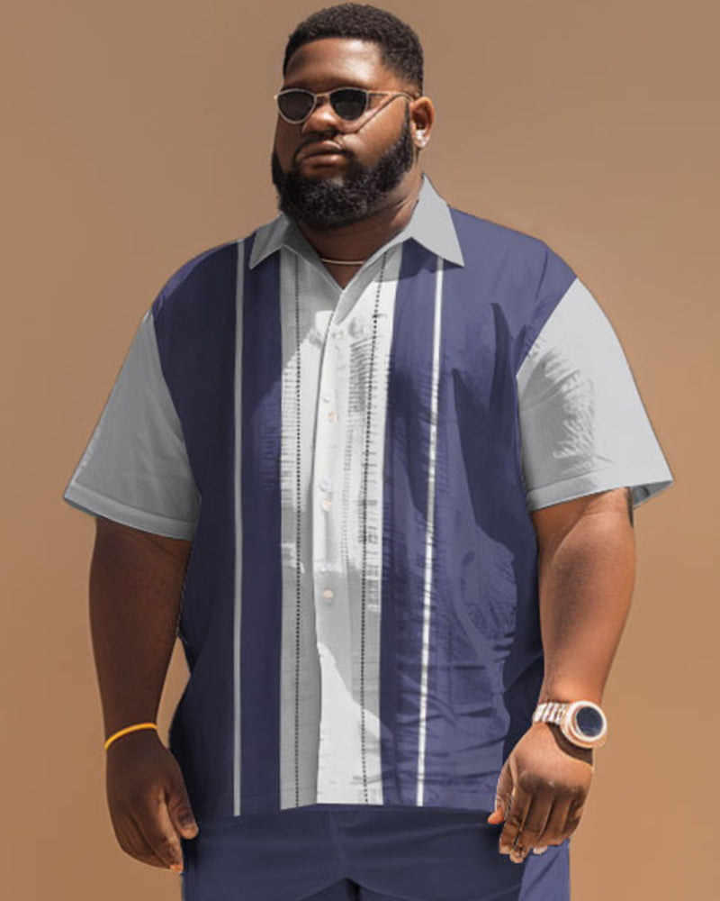 Big & Tall Hawaiian Striped Short Sleeve Shirt for big men view 7
