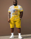 Big & Tall Graphic Streetwear Two-piece Set for big men view 2