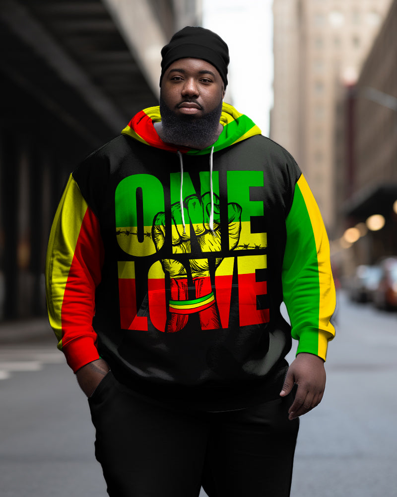 Big & Tall Black Hawaiian Streetwear Hoodie for big men