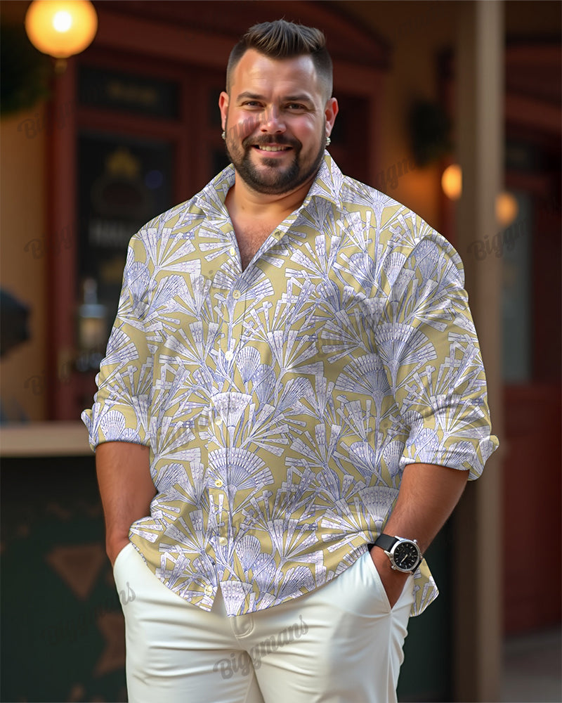 Big & Tall Geometric Long Sleeve Shirt for big men view 2