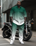 Big & Tall Green Gradient Shirt Pants Set for big men view 1