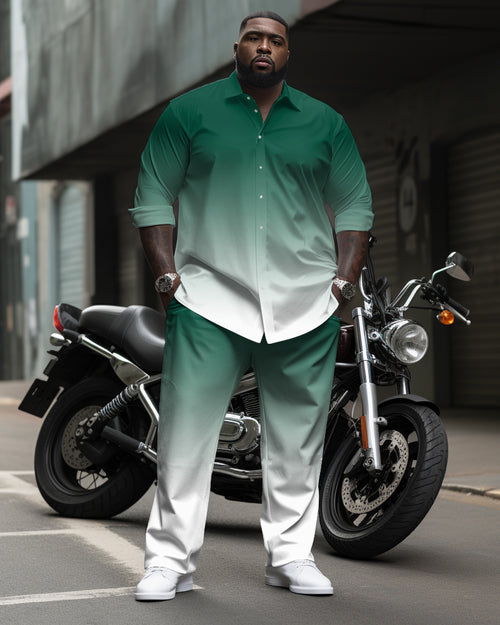 Big & Tall Green Gradient Shirt Pants Set for big men view 1