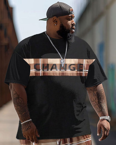 Big & Tall Plaid Streetwear Two-piece Set for big men view 2