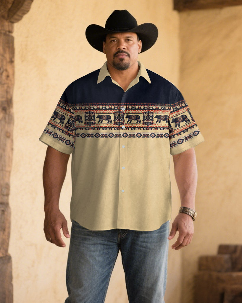 Big & Tall Khaki Graphic Short Sleeve Shirt for big men view 1