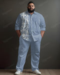 Big & Tall Blue Graphic T-Shirt Pants Set for big men view 1