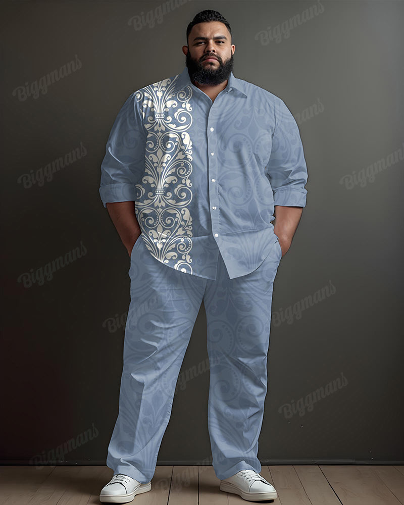 Big & Tall Blue Graphic T-Shirt Pants Set for big men view 1