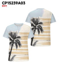 Big & Tall Blue Hawaiian Striped T-Shirt for big men view 3