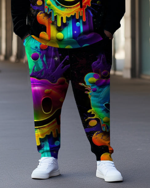 Big & Tall Smiley Hoodie Sweatpants Set for big men view 3