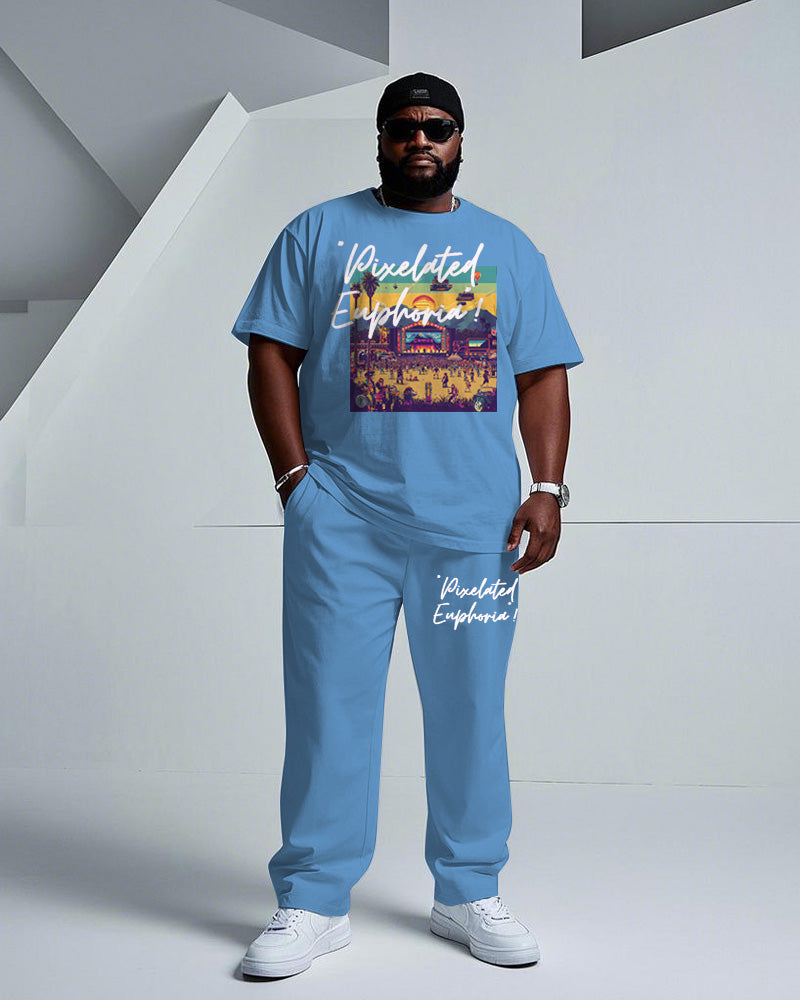 Big & Tall Graphic Streetwear T-Shirt Pants Set for big men view 1