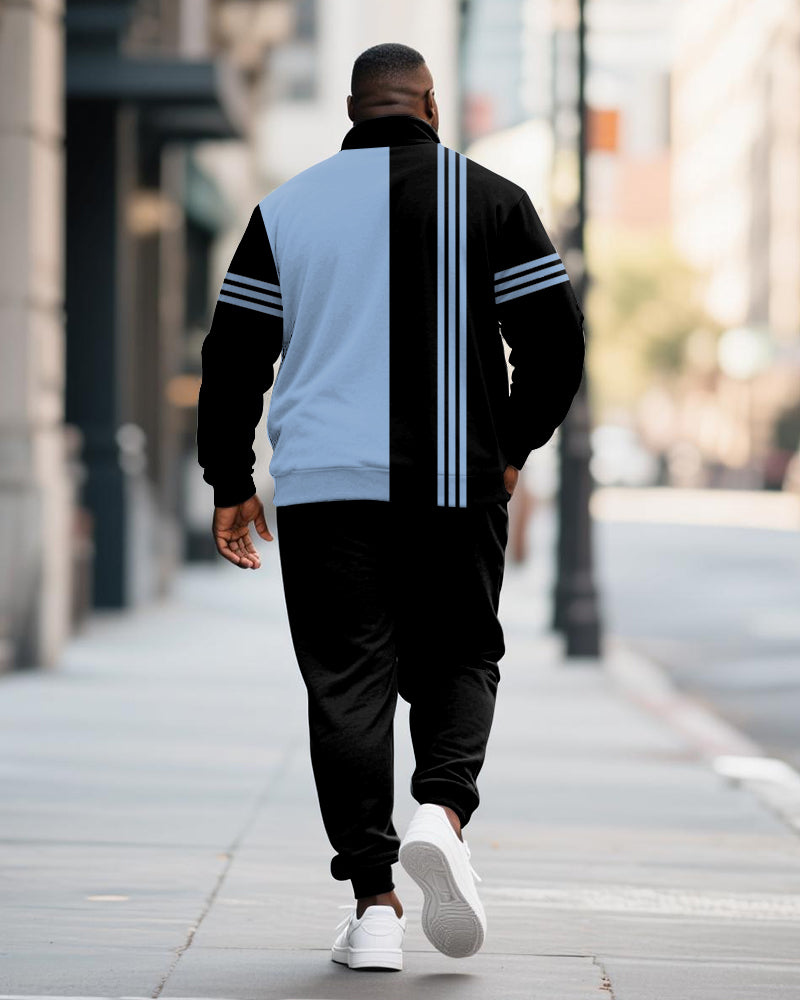 Big & Tall Colorblock Striped Two-piece Set for big men view 8