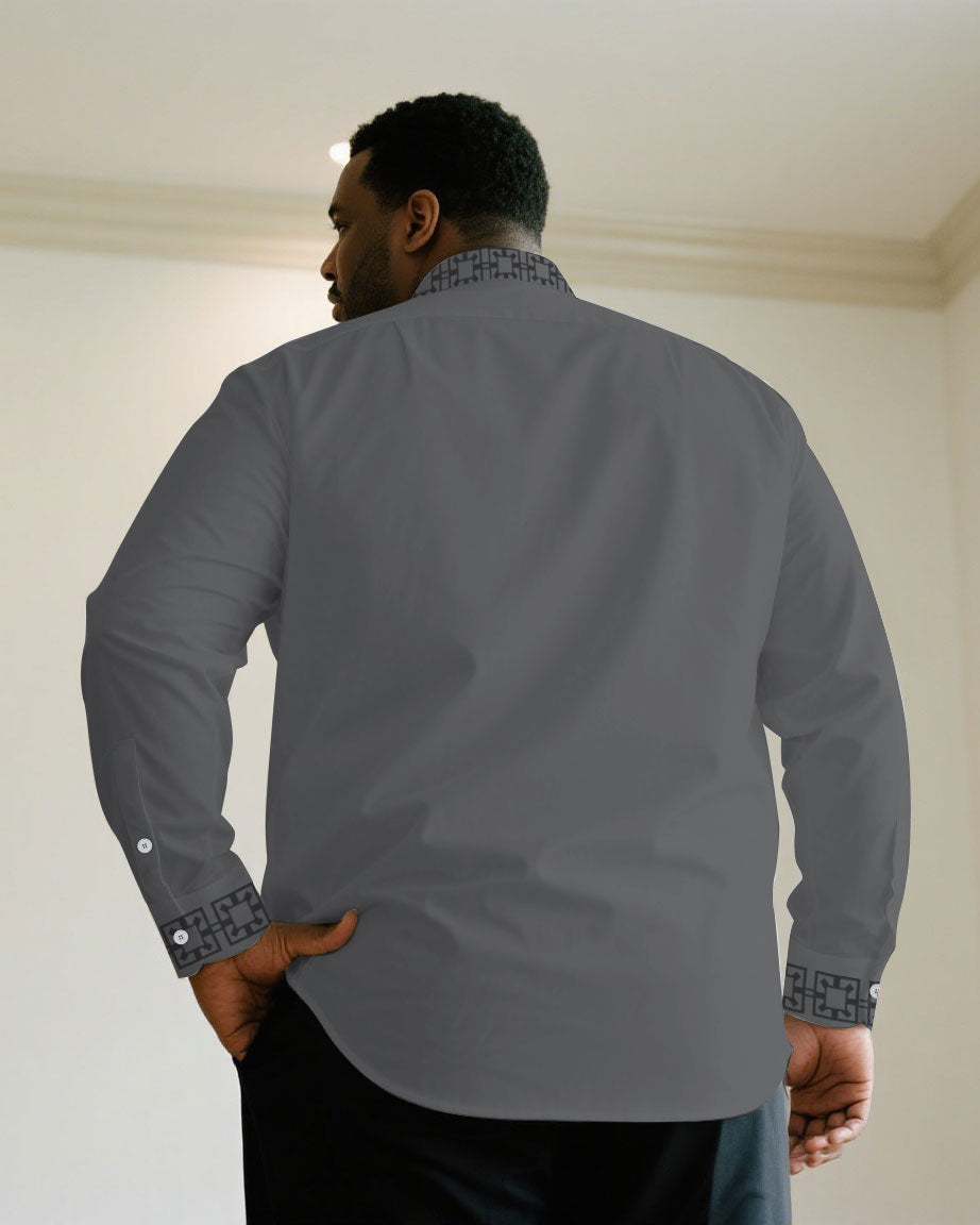 Big & Tall Black White Long Sleeve Shirt for big men view 9