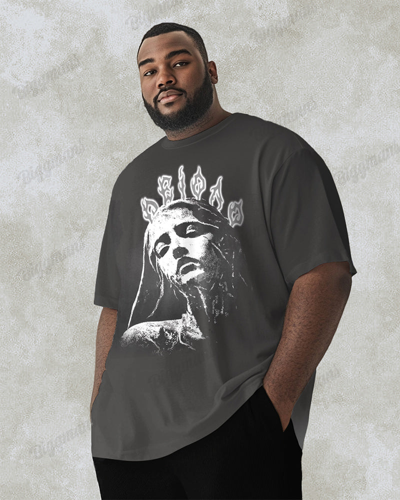 Big & Tall Solid Color Streetwear T-Shirt for big men view 1