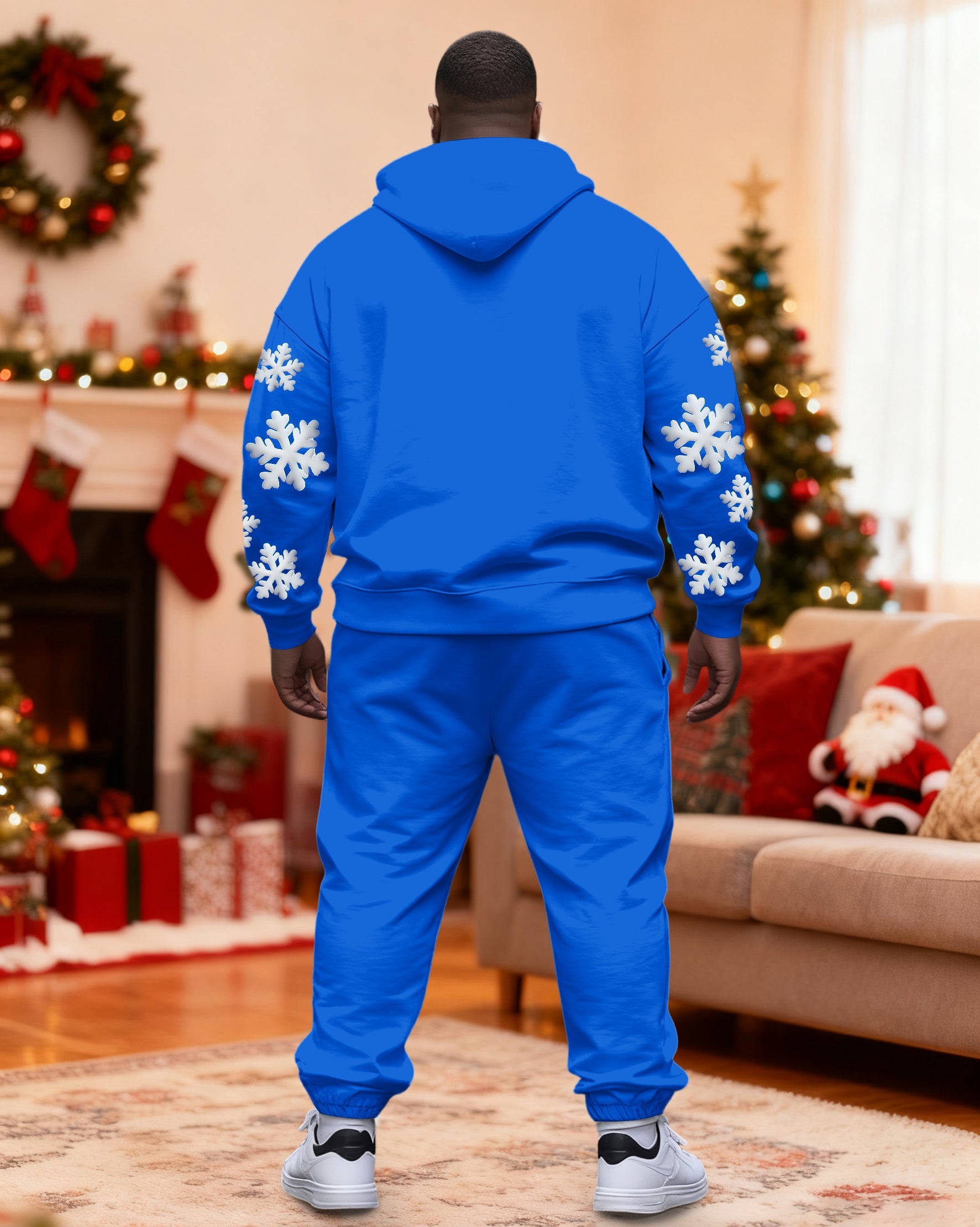 Big & Tall Graffiti Streetwear Hoodie Sweatpants Set for big men view 2