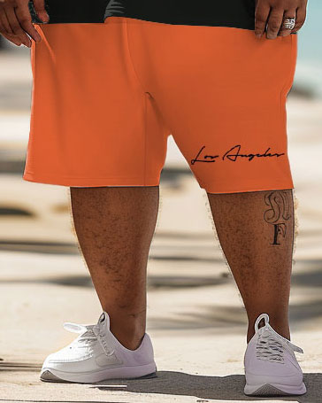 Big & Tall Hawaiian Graphic T-Shirt Shorts Set for big men view 4