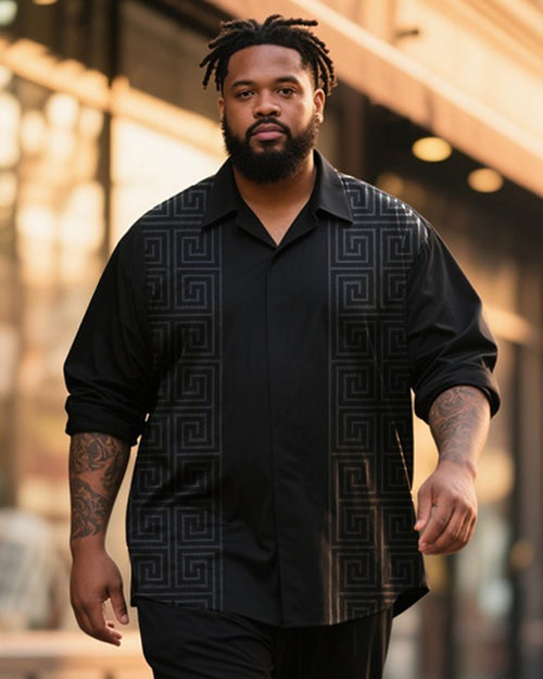 Big & Tall Black Graphic T-Shirt Pants Set for big men view 2
