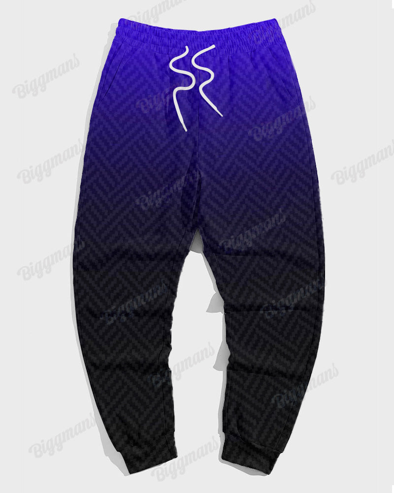 Big & Tall Geometric Streetwear Hoodie Sweatpants Set for big men view 5