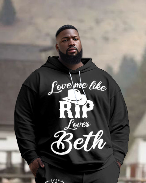 Big & Tall Western Graphic Hoodie Sweatpants Set for big men view 2