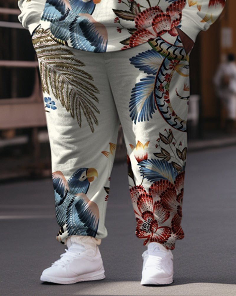 Big & Tall Floral Streetwear Hoodie Sweatpants Set for big men view 3