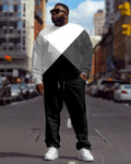 Big & Tall Colorblock Patchwork Hoodie Sweatpants Set for big men view 1