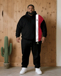 Big & Tall Black White Hoodie Sweatpants Set for big men view 1