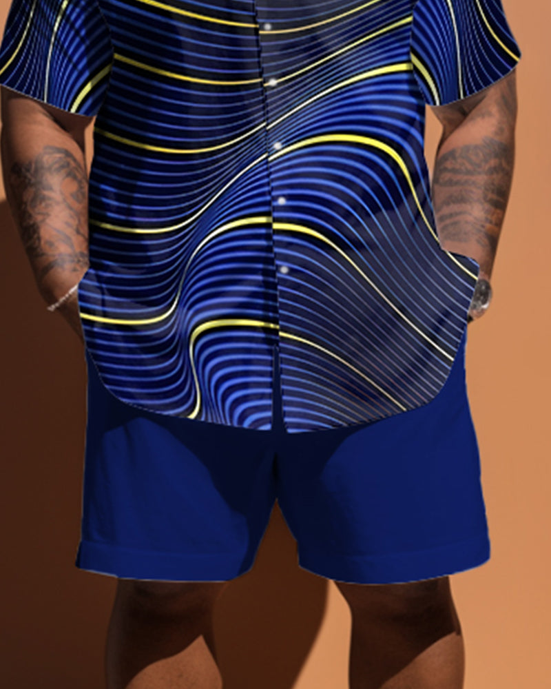 Big & Tall Geometric T-Shirt Shorts Set for big men view 3