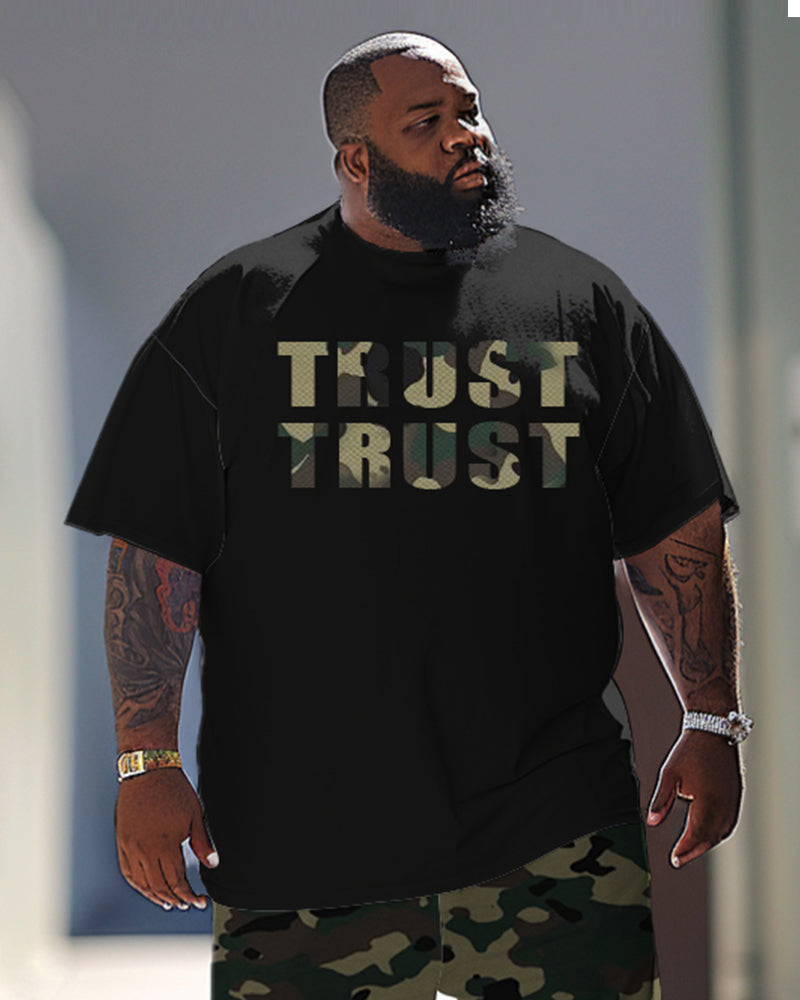 Big & Tall Graphic Camouflage T-Shirt Pants Set for big men view 2