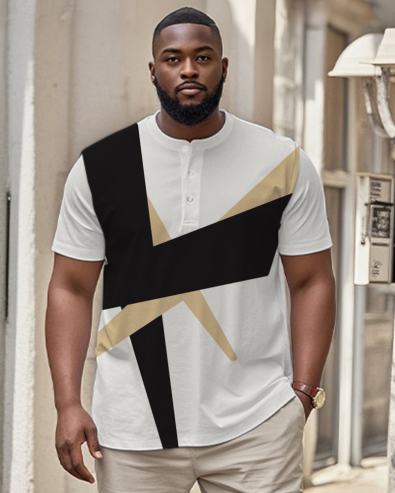 Big & Tall White Geometric Graphic T-Shirt for big men view 1