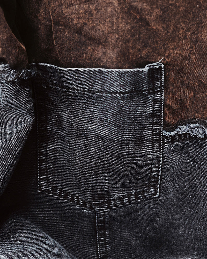 Big & Tall Black Brown Washed Short Sleeve Shirt for big men view 7