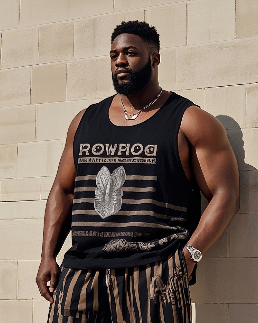 Big & Tall Streetwear Skull Vest Pants Set for big men view 2