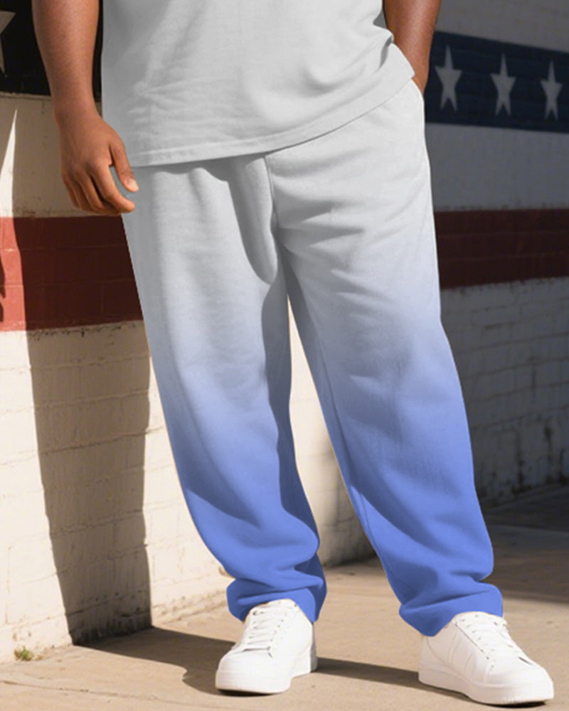 Big & Tall Gradient Graphic T-Shirt Pants Set for big men view 3