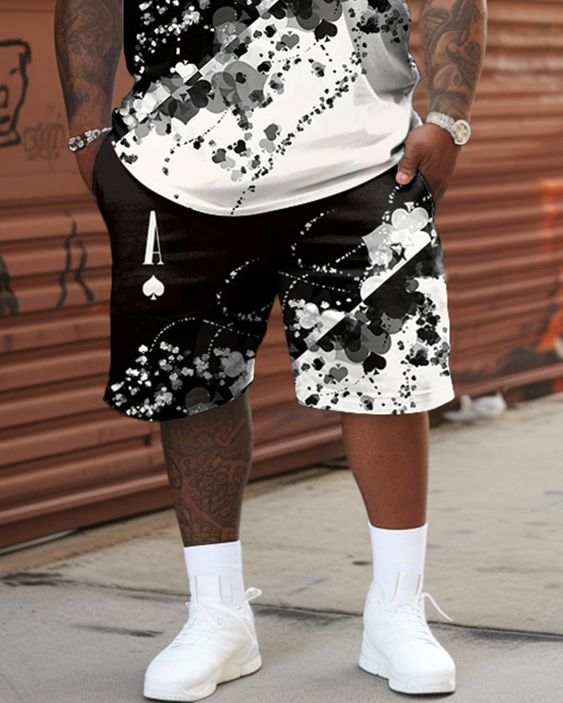 Big & Tall Graphic Streetwear T-Shirt Shorts Set for big men view 3