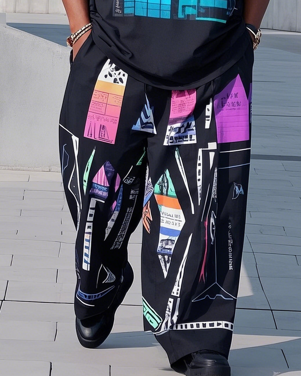 Big & Tall Graphic T-Shirt Pants Set for big men view 3
