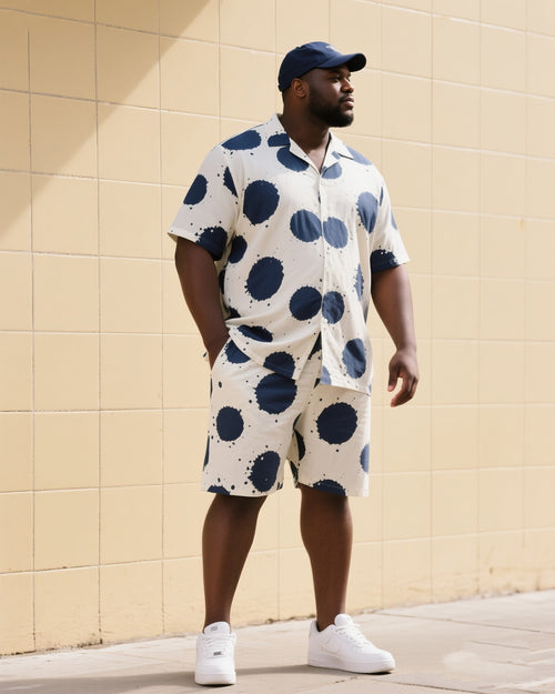 Big & Tall Blue Colorblock T-Shirt Shorts Set for big men view 1