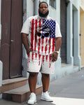 Big & Tall Graphic Skull T-Shirt Shorts Set for big men view 1