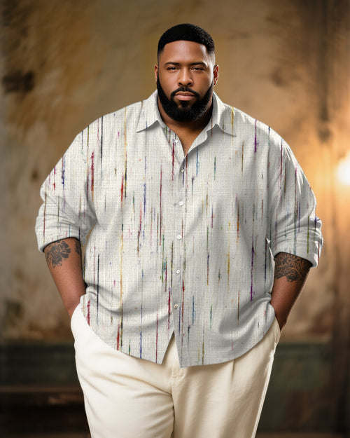 Big & Tall Graphic Patchwork Long Sleeve Shirt for big men view 1
