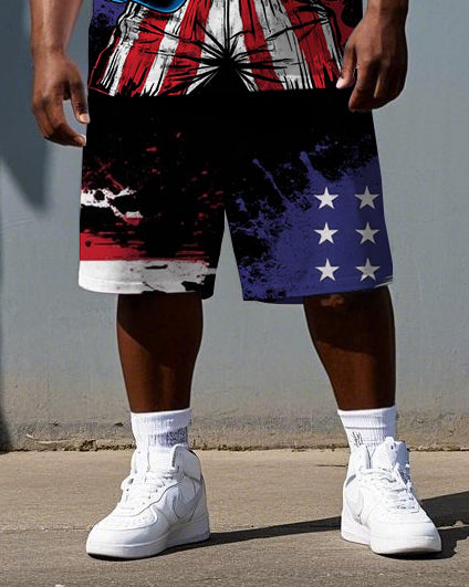 Big & Tall Streetwear T-Shirt Shorts Set for big men view 3
