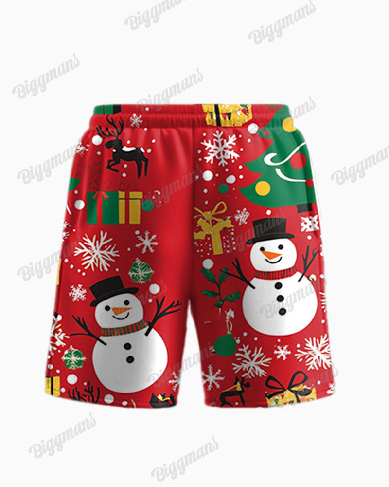 Big & Tall Red Graphic T-Shirt Shorts Set for big men view 4
