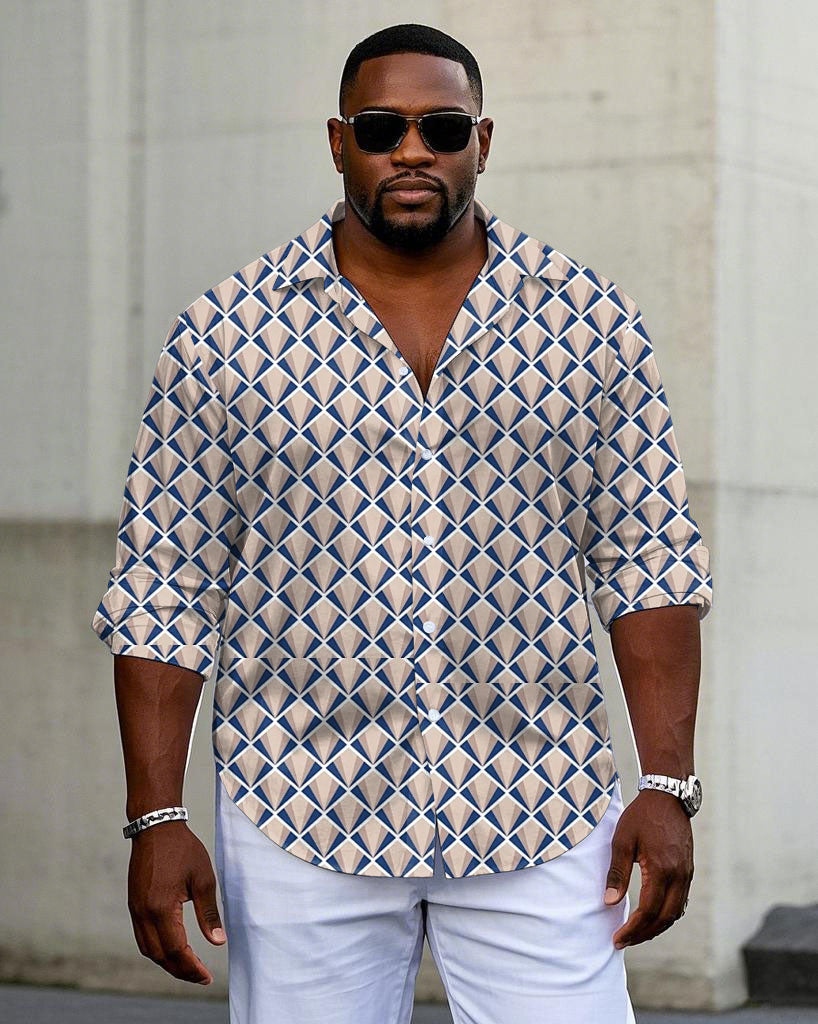 Big & Tall Geometric Graphic Long Sleeve Shirt for big men view 1
